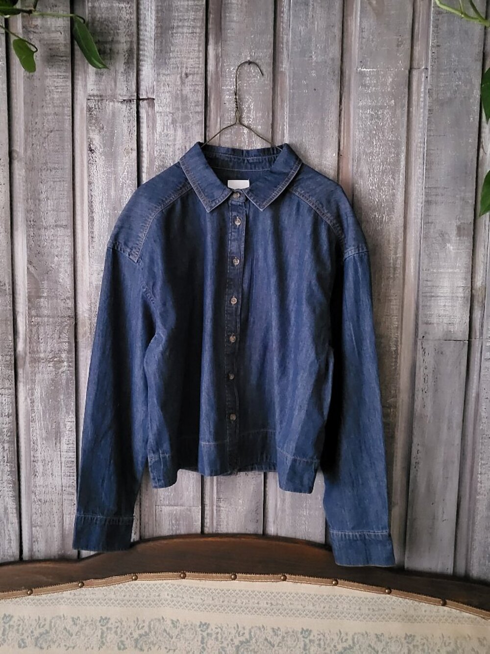 Esprit Denim Cropped Jacket Back Slit Blue Medium NWOT